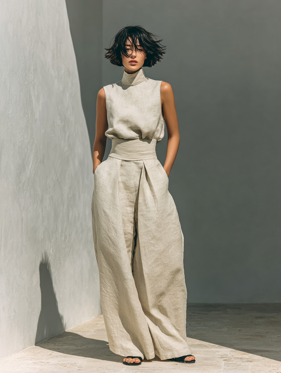 Maria™ | Minimalistische dames set (top & wijde broek)