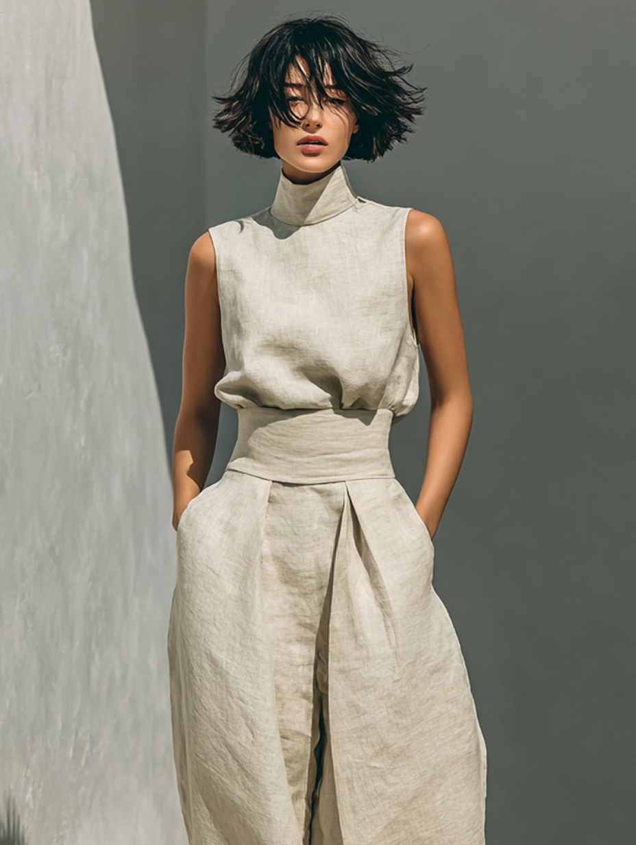 Maria™ | Minimalistische dames set (top & wijde broek)