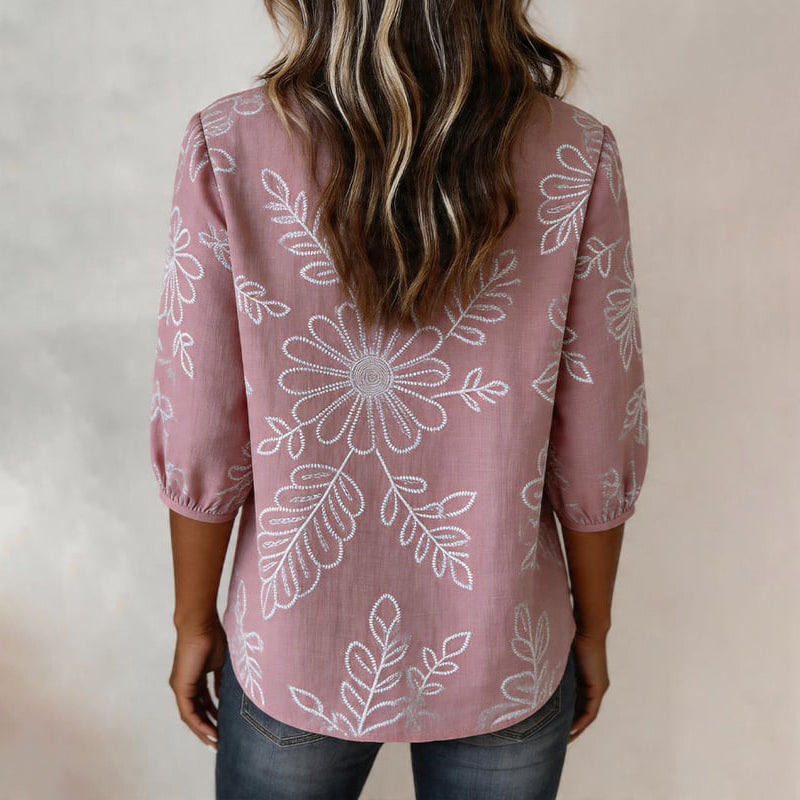 Vintage Blouse Met Bladerenprint