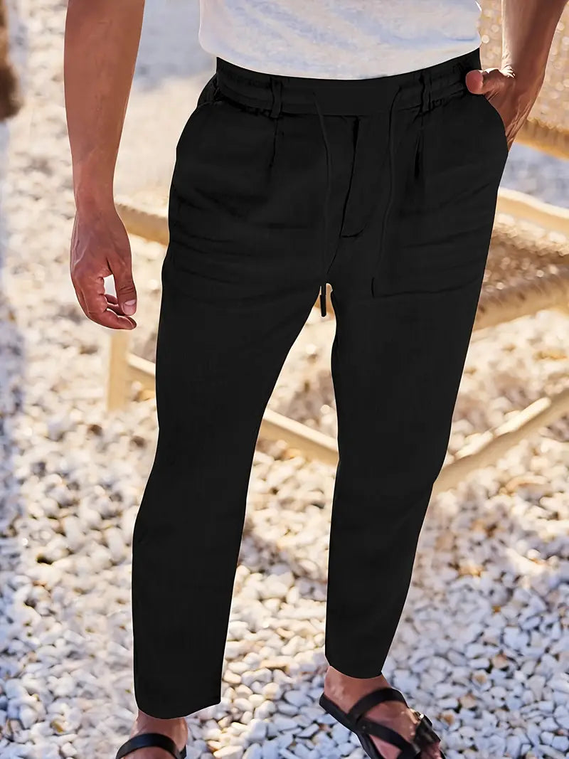 Nichols™ | Wijde linnen broek met koord