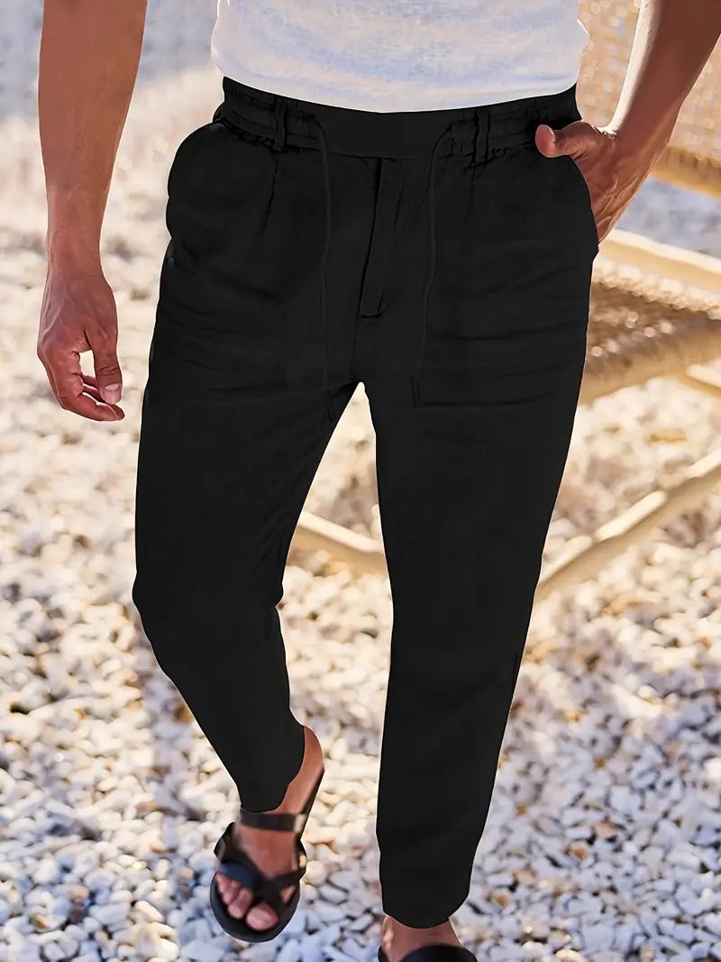 Nichols™ | Wijde linnen broek met koord