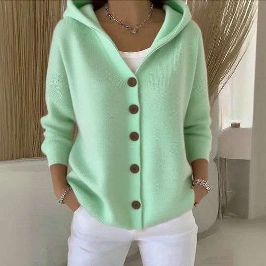 Cléandre™ | Gebreid Vest met Capuchon en Knoopsluiting
