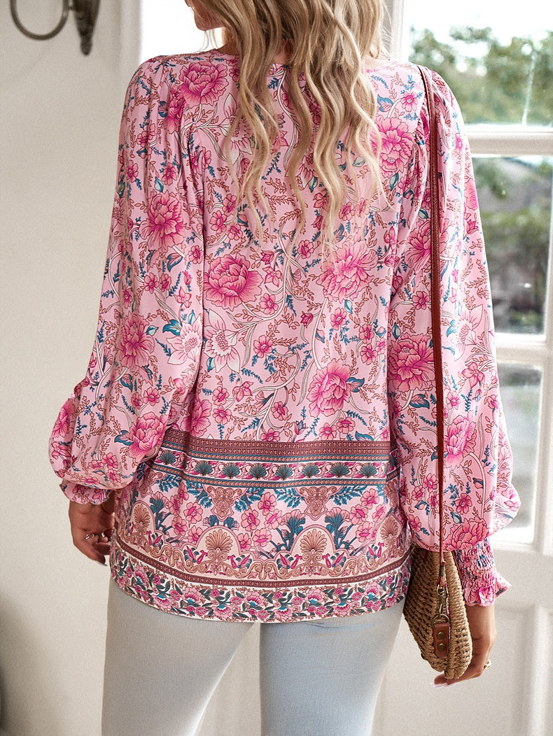 Edith™ | Boho Tuniek Top met Bloemenprint