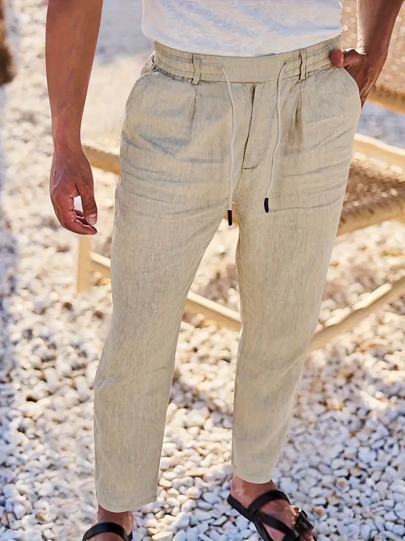 Nichols™ | Wijde linnen broek met koord
