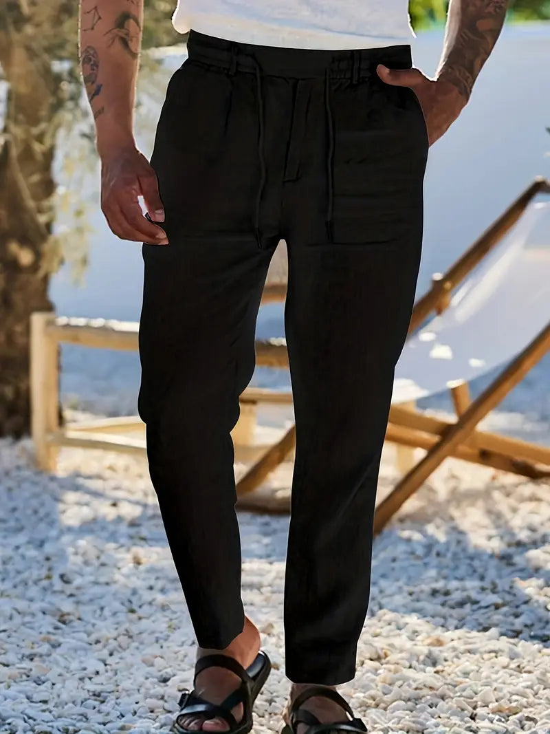 Nichols™ | Wijde linnen broek met koord