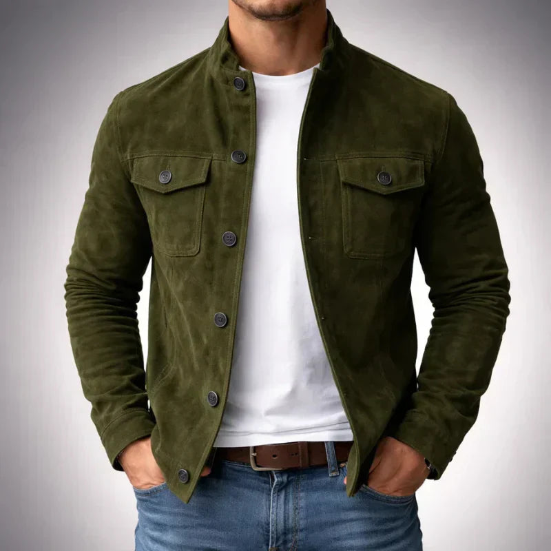 Arvid™ | Heren leren jas met knopen