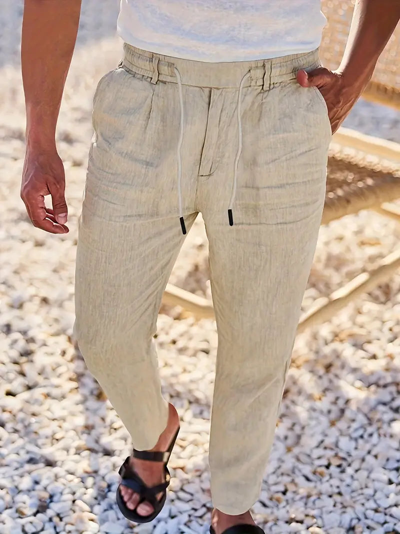 Nichols™ | Wijde linnen broek met koord