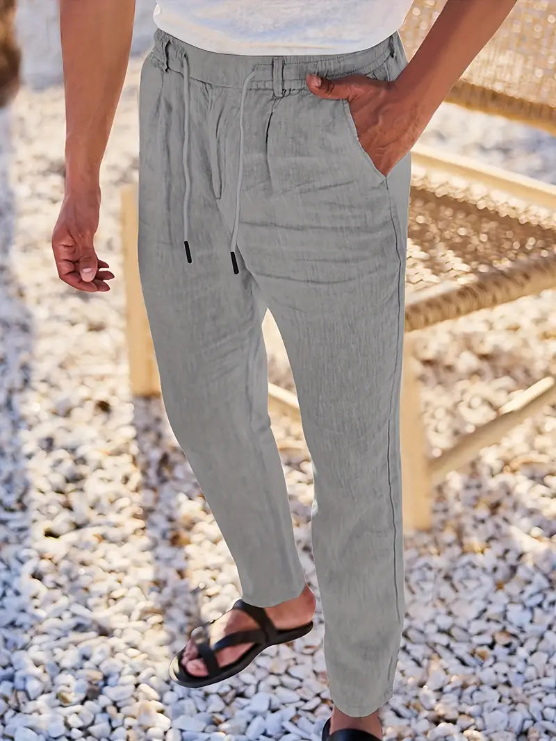 Nichols™ | Wijde linnen broek met koord