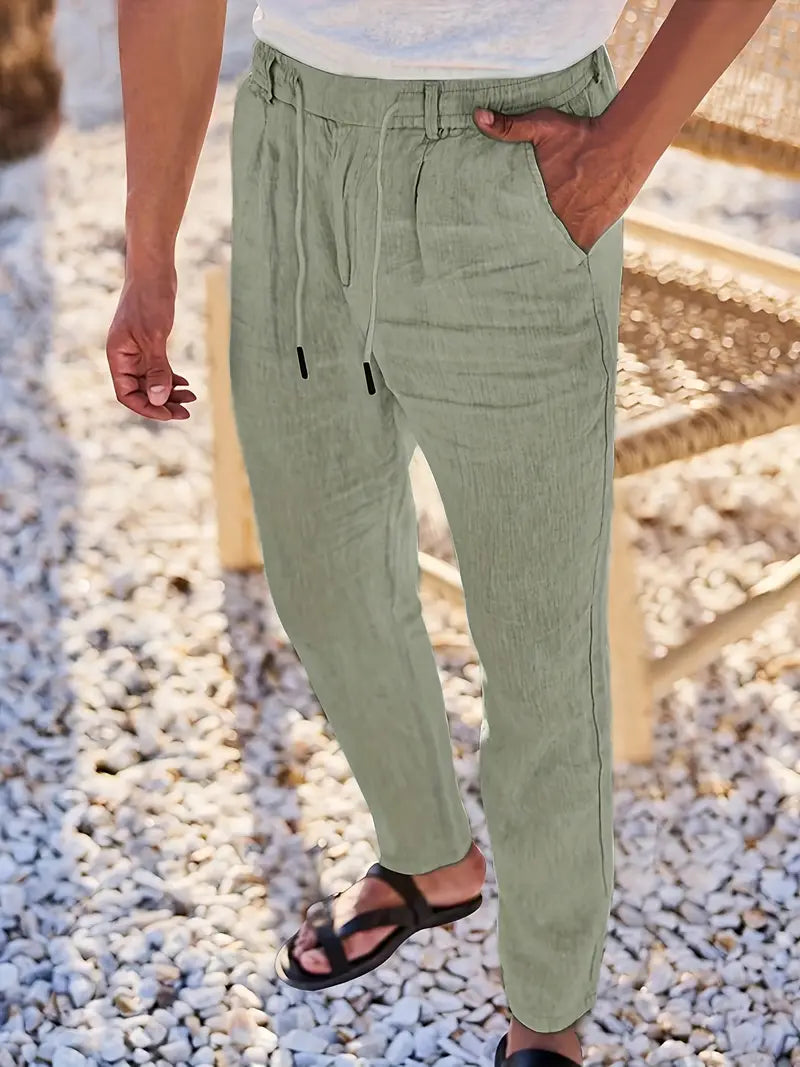 Nichols™ | Wijde linnen broek met koord