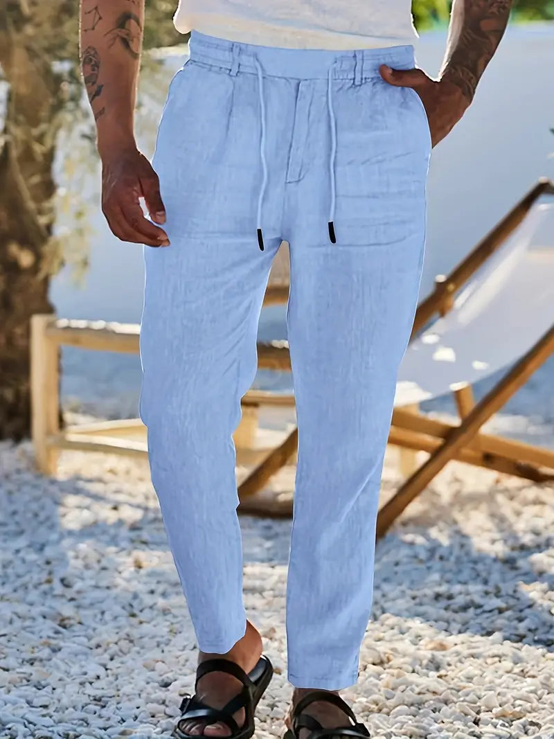 Nichols™ | Wijde linnen broek met koord