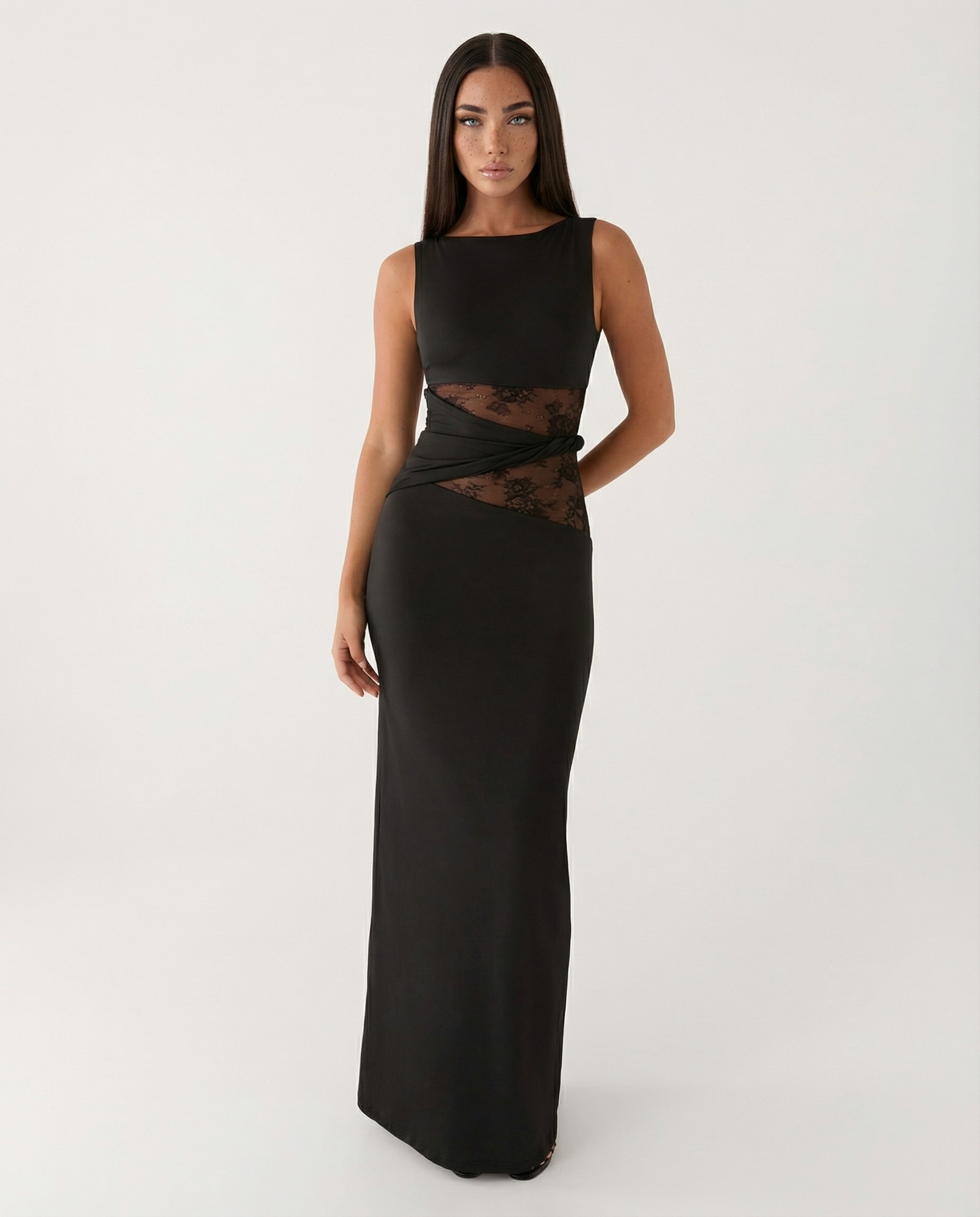Elara™ | Maxi jurk met kantlook