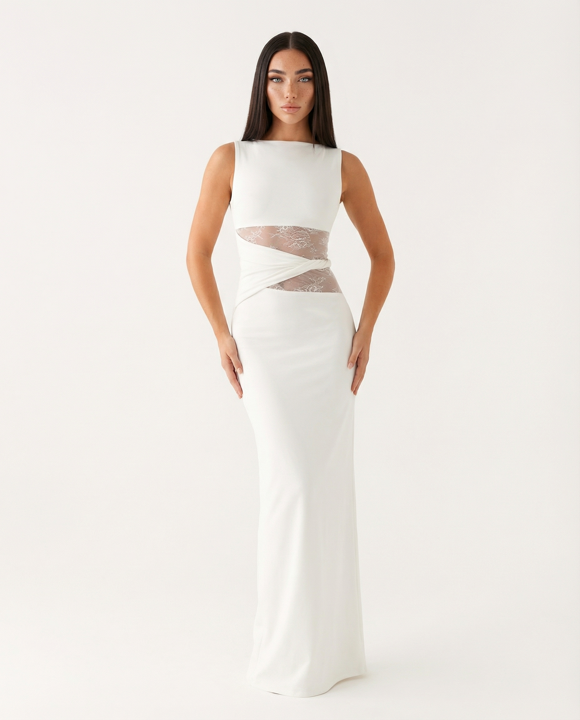 Elara™ | Maxi jurk met kantlook