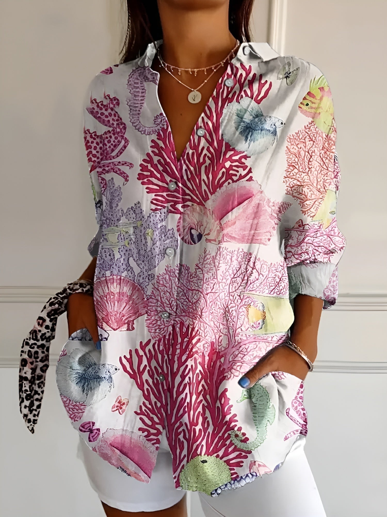 Mira™ | Dames Blouse met Bloemenprint en Knoopsluiting