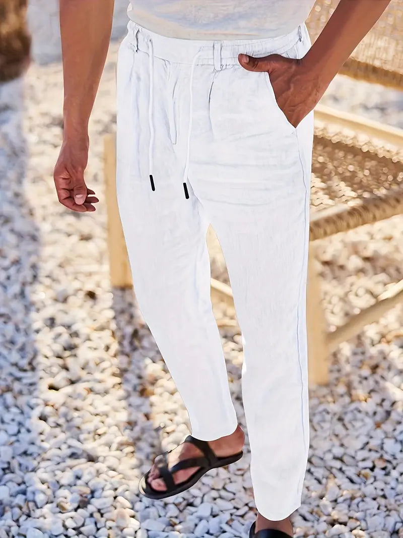 Nichols™ | Wijde linnen broek met koord