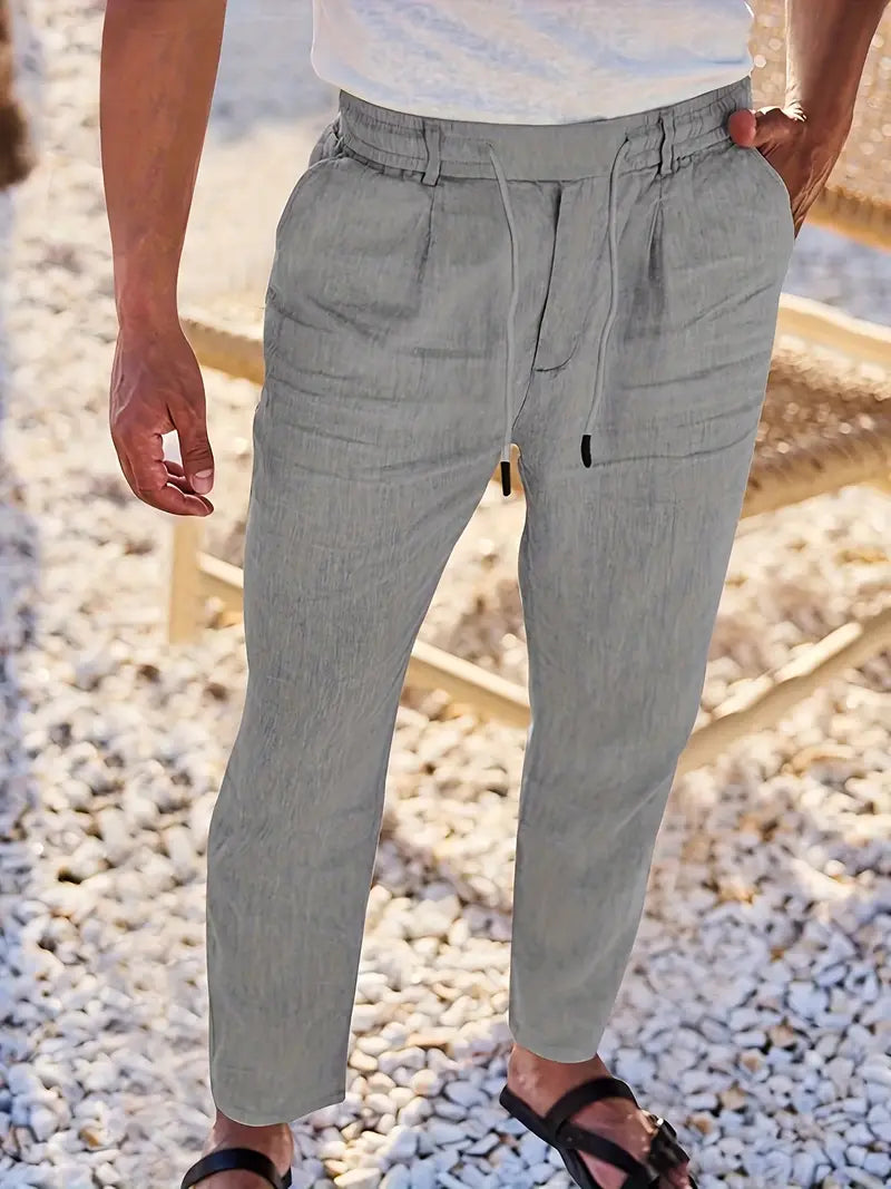 Nichols™ | Wijde linnen broek met koord