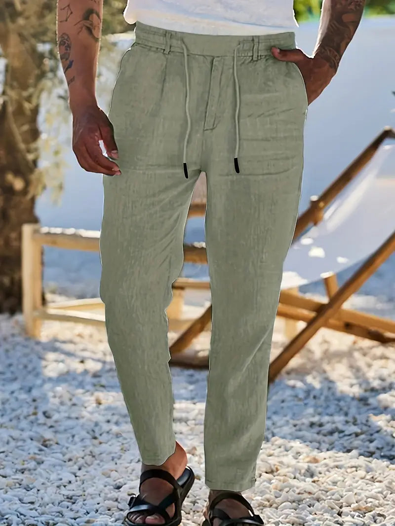 Nichols™ | Wijde linnen broek met koord