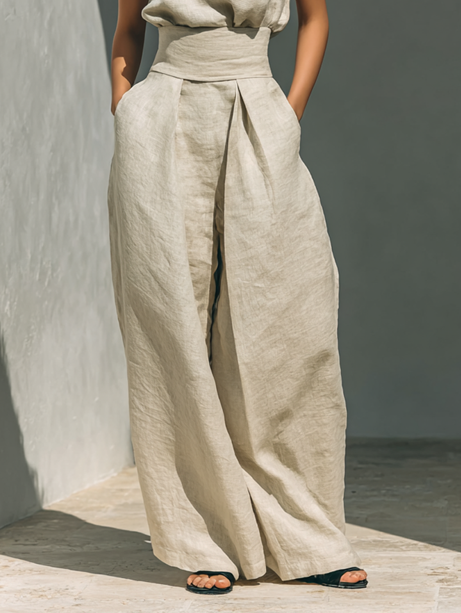 Maria™ | Minimalistische dames set (top & wijde broek)