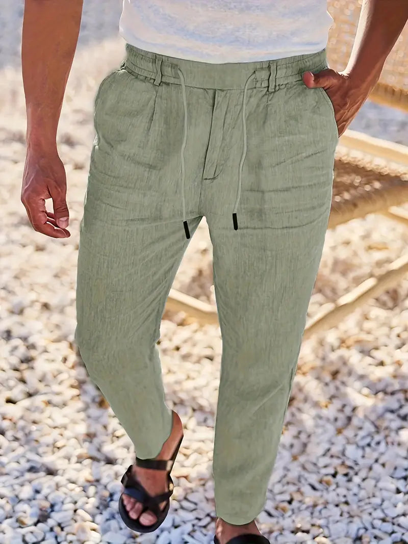 Nichols™ | Wijde linnen broek met koord