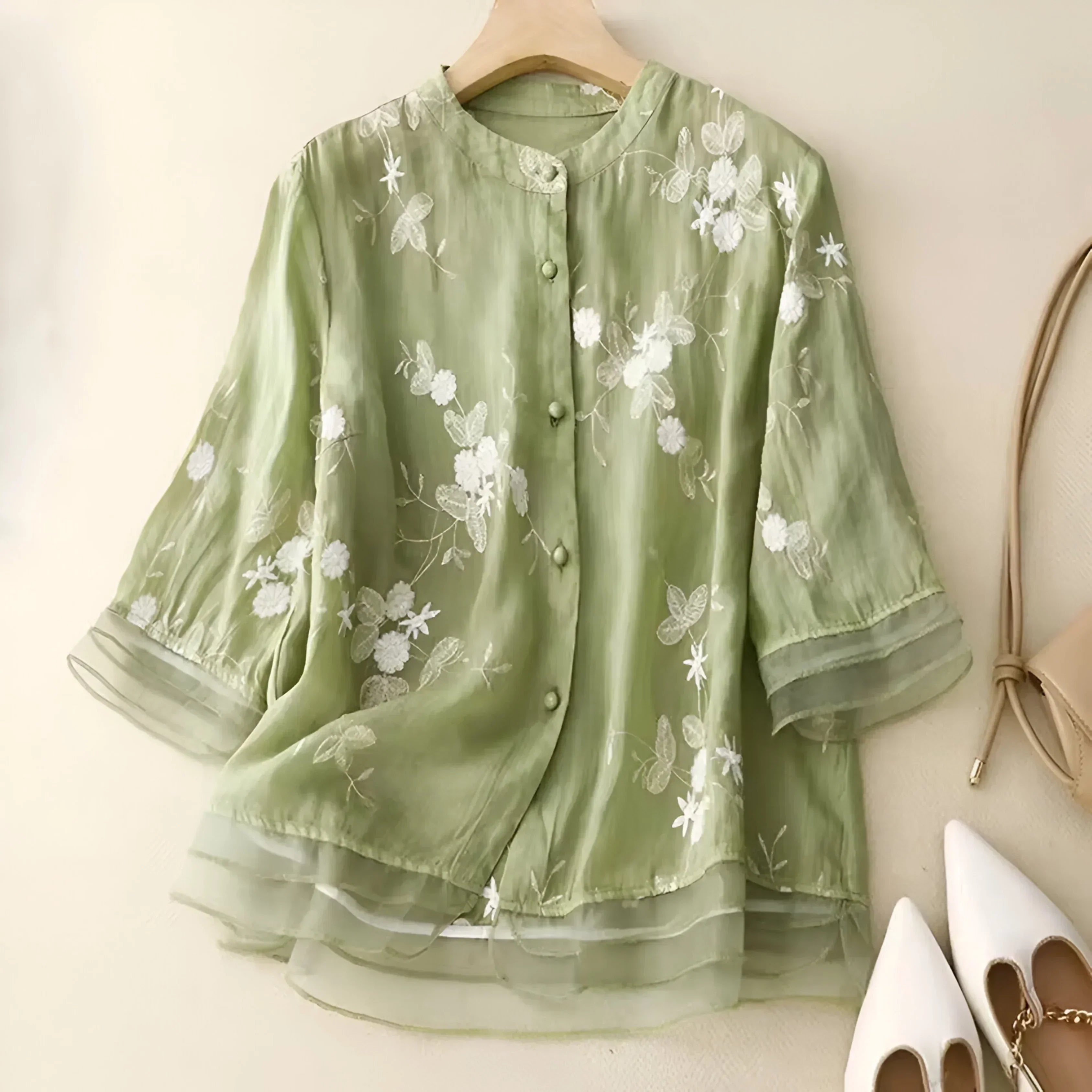 Isabella™ | Embroidered Button-Down Blouse