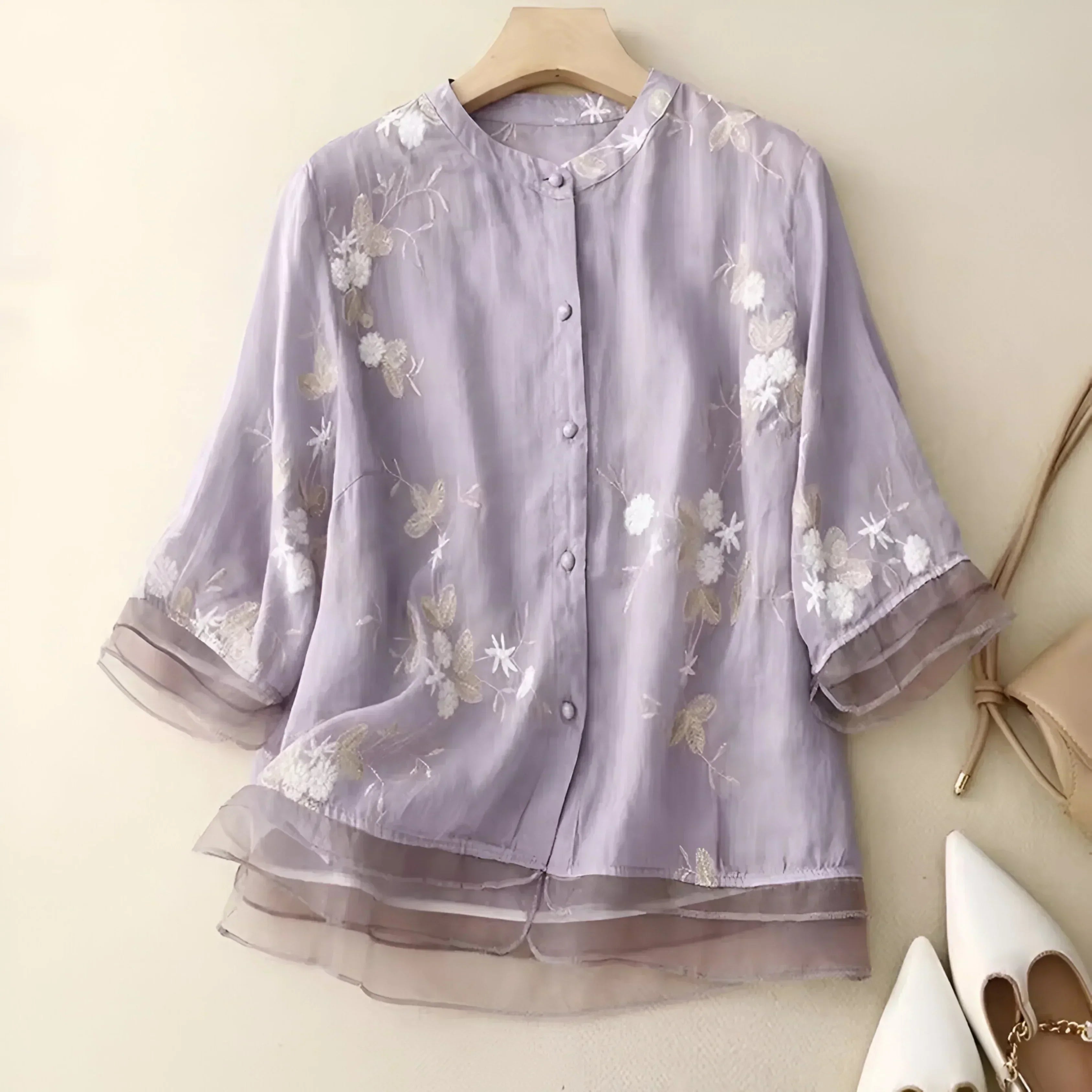 Isabella™ | Embroidered Button-Down Blouse