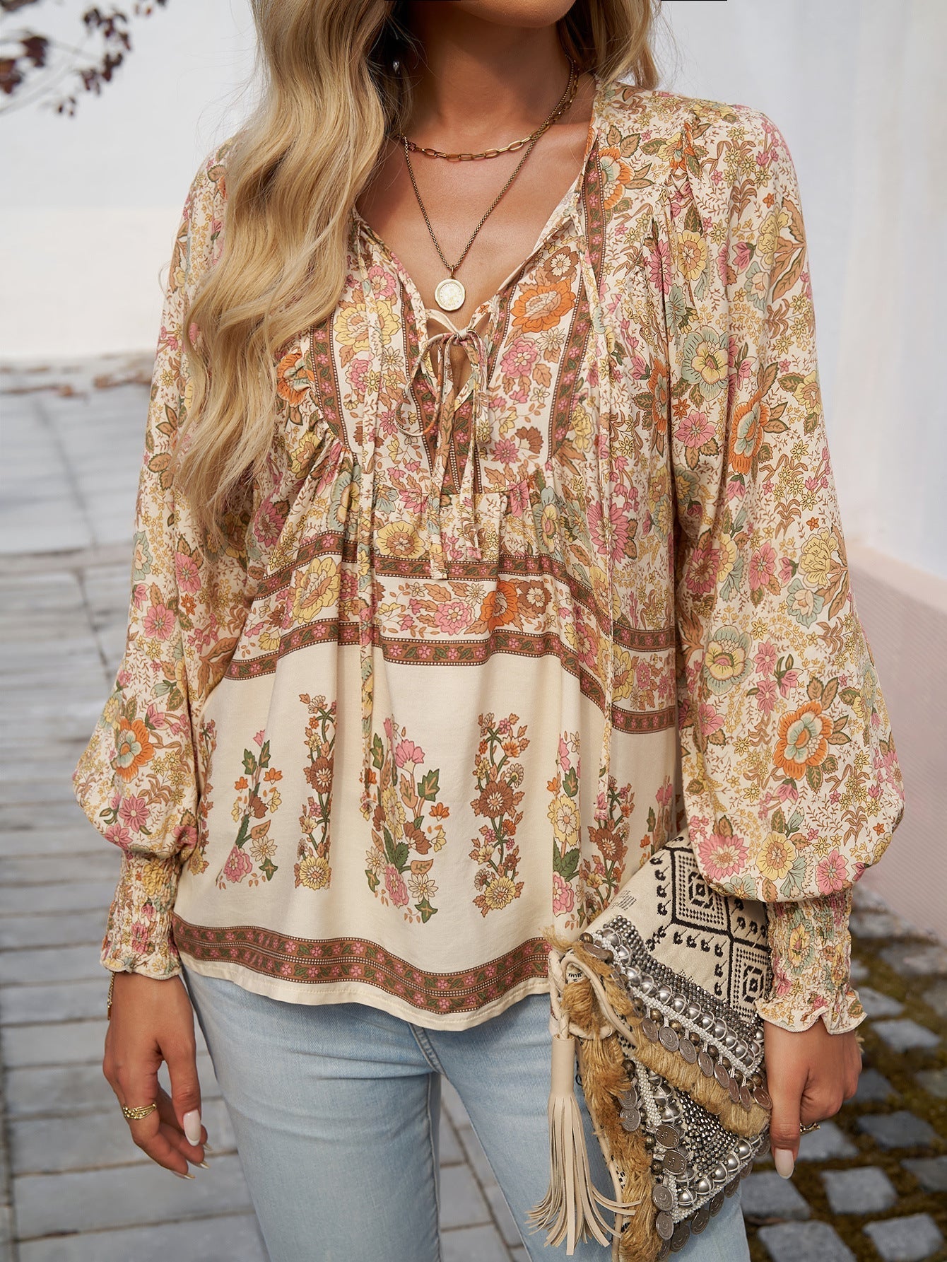 Edith™ | Boho Tuniek Top met Bloemenprint