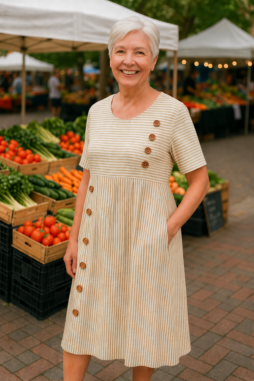 Brienne™ | Gestreepte midi jurk – moeiteloos comfort