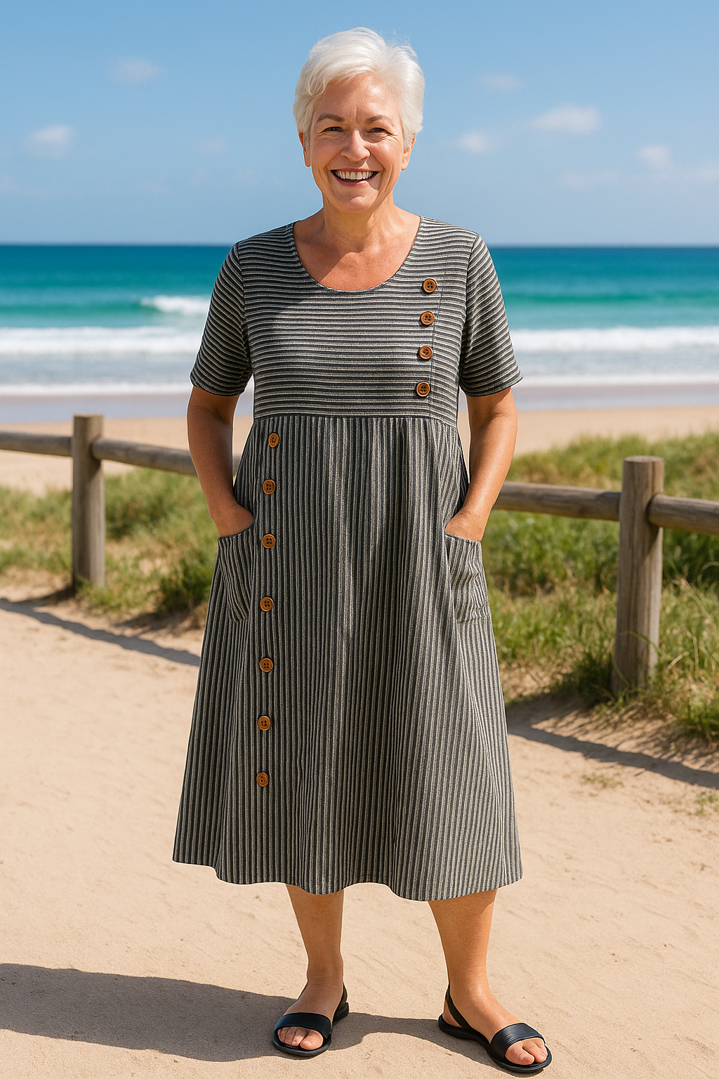 Brienne™ | Gestreepte midi jurk – moeiteloos comfort
