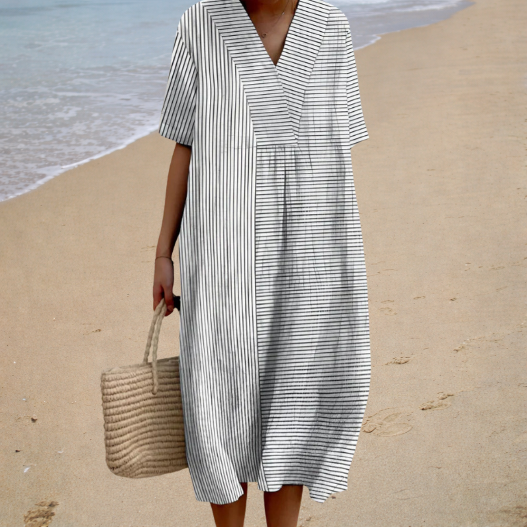 Delphine | Gestreepte Midi Jurk