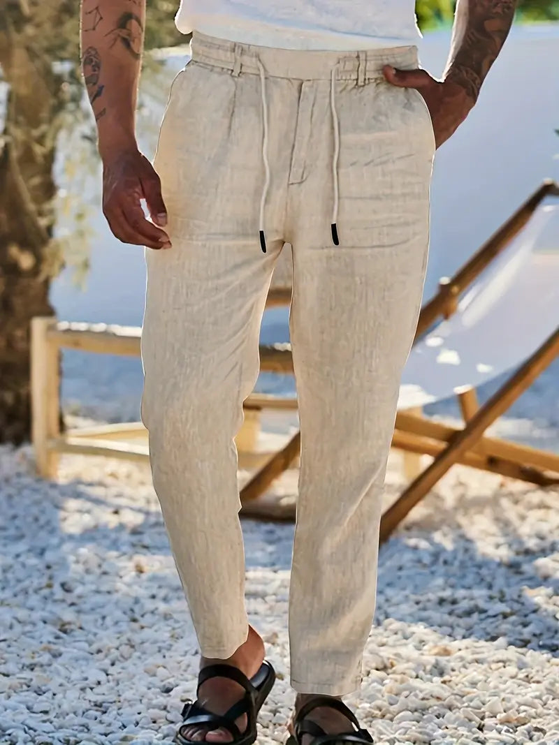 Nichols™ | Wijde linnen broek met koord