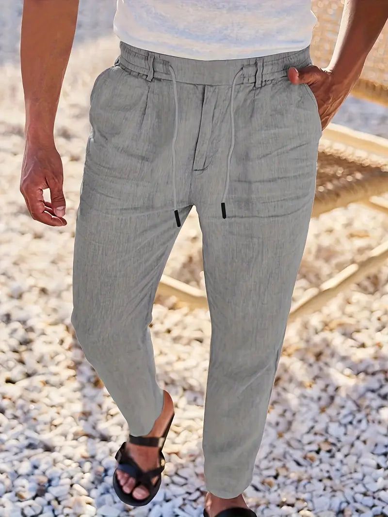 Nichols™ | Wijde linnen broek met koord