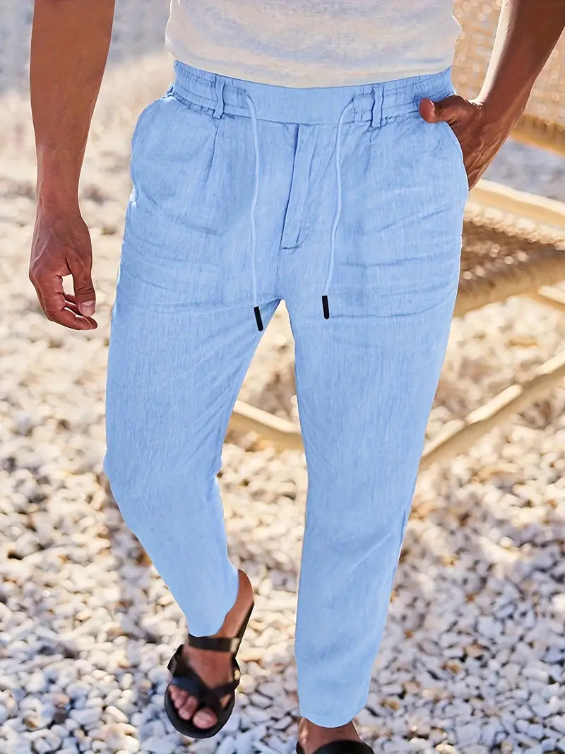 Nichols™ | Wijde linnen broek met koord
