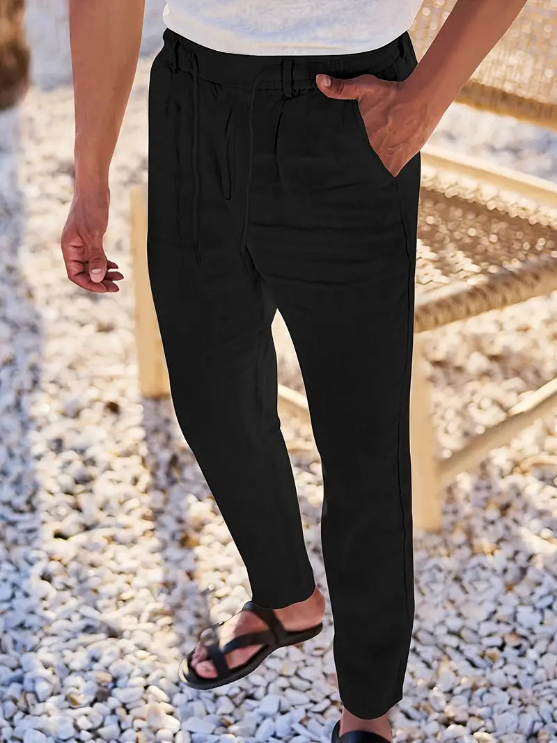 Nichols™ | Wijde linnen broek met koord