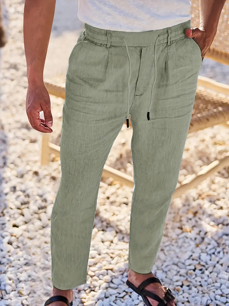 Nichols™ | Wijde linnen broek met koord