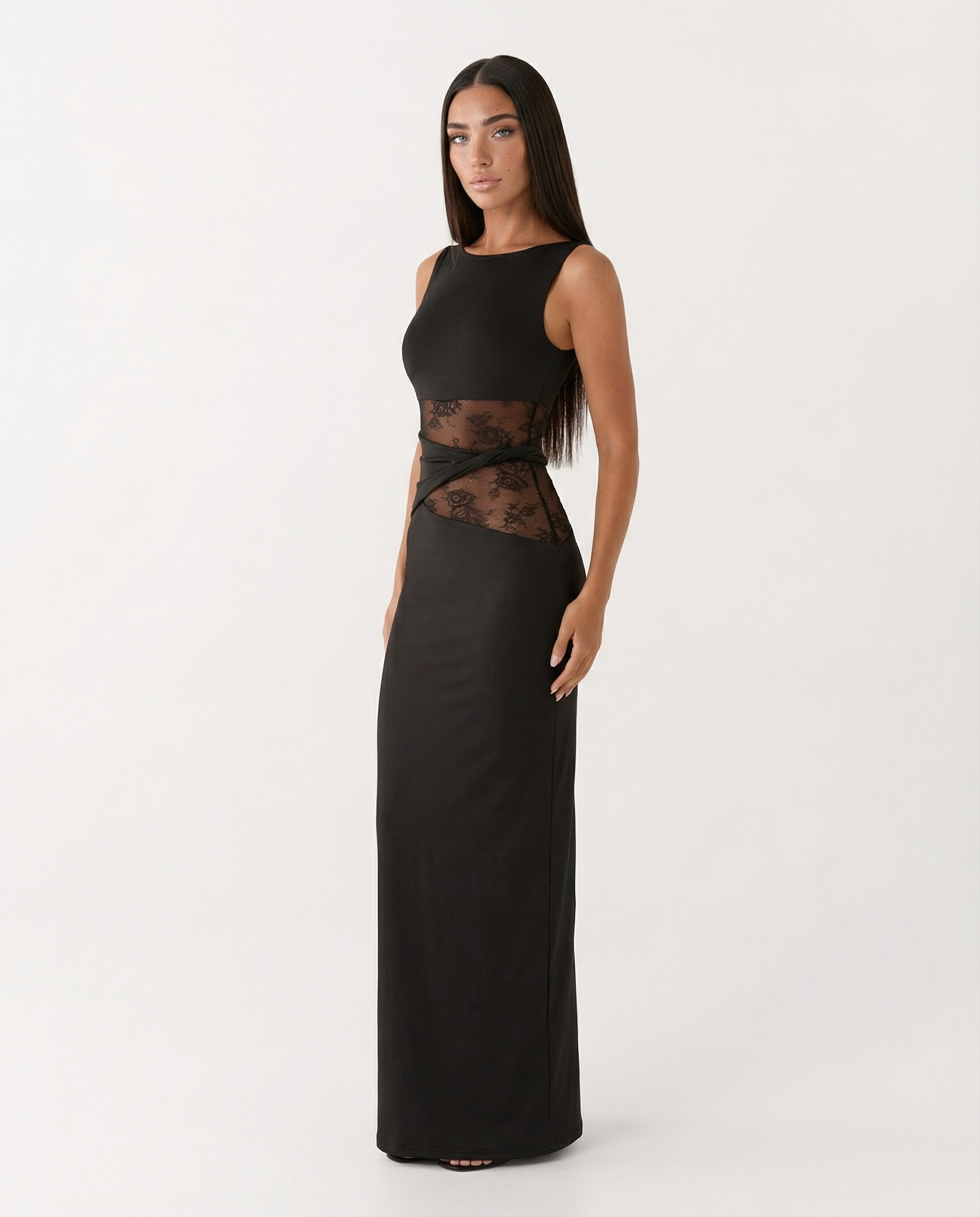Elara™ | Maxi jurk met kantlook