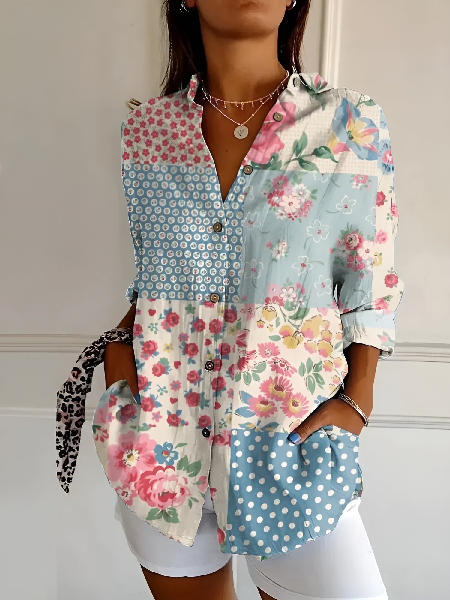 Mira™ | Dames Blouse met Bloemenprint en Knoopsluiting