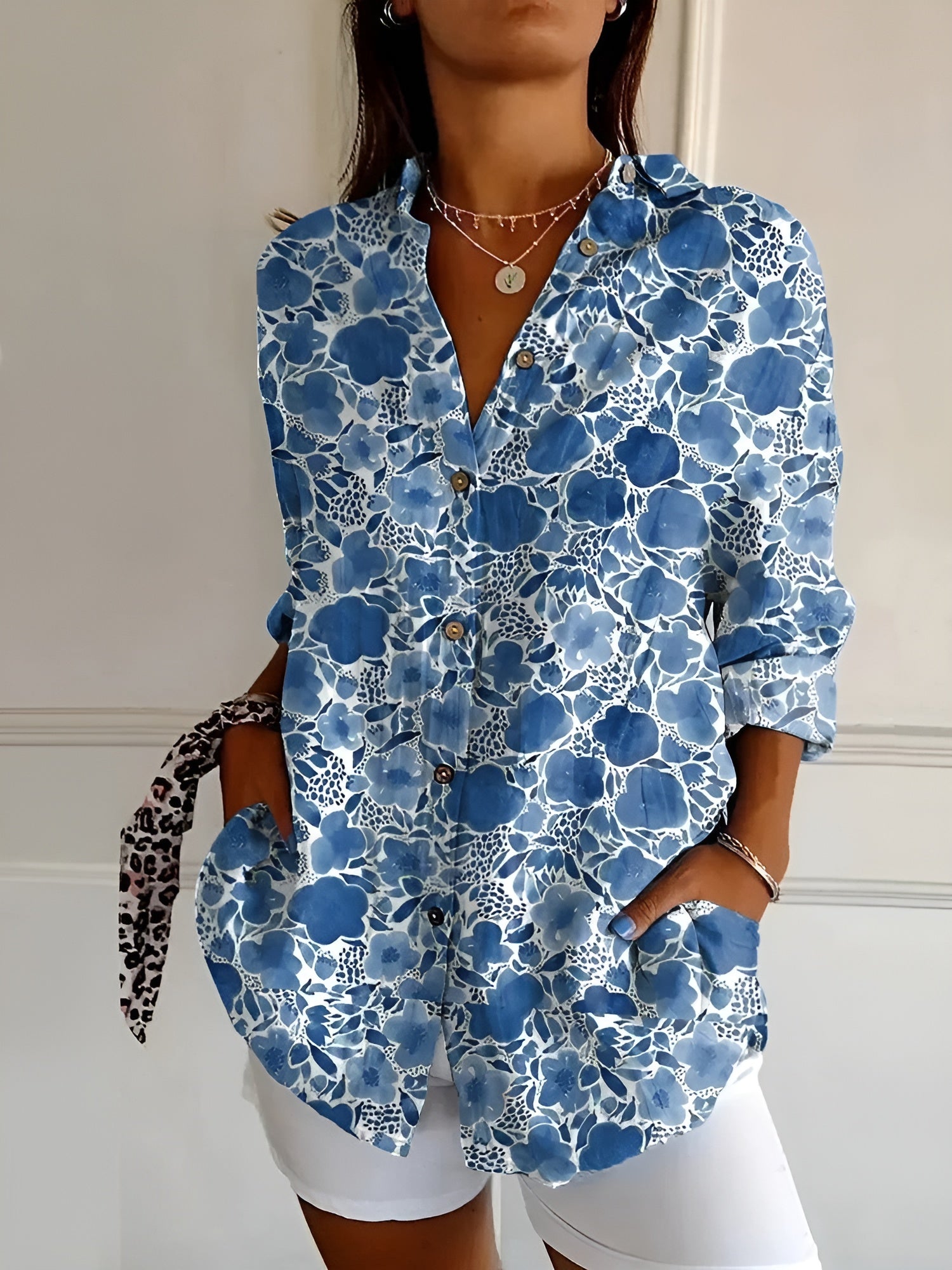 Mira™ | Dames Blouse met Bloemenprint en Knoopsluiting