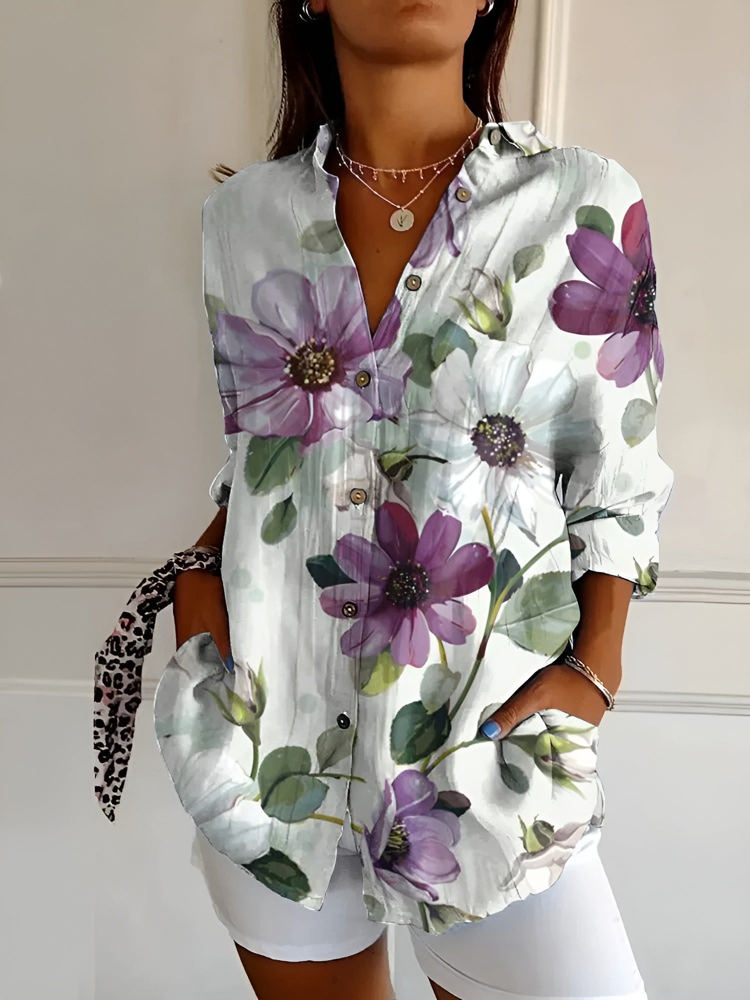 Mira™ | Dames Blouse met Bloemenprint en Knoopsluiting